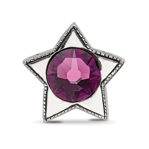 Crystal From Swarovski Feb. Birthstone Star Bea in Sterling Silver