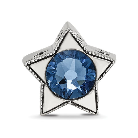 Crystal From Swarovski Dec. Birthstone Star Bea in Sterling Silver