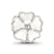 White Enamel CZ Flower Charm Bead in Sterling Silver