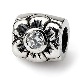 Sterling Silver CZ Bead Charm hide-image