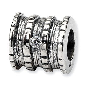 Sterling Silver CZ Bead Charm hide-image