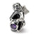 February CZ Antiqued Charm Bead in Sterling Silver
