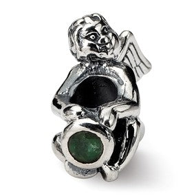 Sterling Silver May CZ Antiqued Bead Charm hide-image
