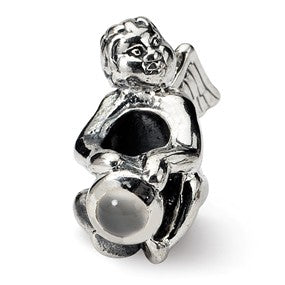 Sterling Silver June CZ Antiqued Bead Charm hide-image