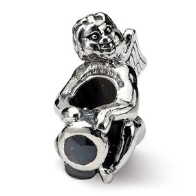 Sterling Silver September CZ Antiqued Bead Charm hide-image