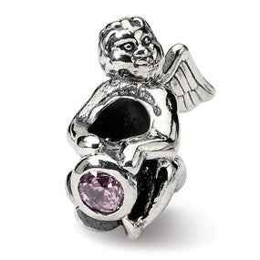 Sterling Silver October CZ Antiqued Bead Charm hide-image