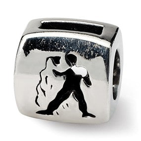 Sterling Silver Aquarius Zodiac Antiqued Bead Charm hide-image