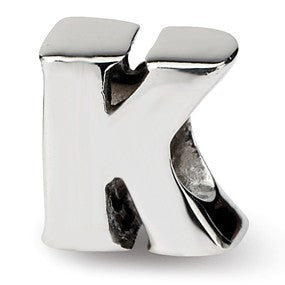 Sterling Silver Letter K Bead Charm hide-image