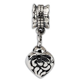 Sterling Silver Heart Ash Dangle Bead Charm hide-image