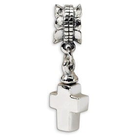 Sterling Silver Cross Ash Dangle Bead Charm hide-image