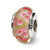 Pink/Green Hand-blown Glass Charm Bead in Sterling Silver