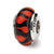 Red/Black Hand-blown Glass Charm Bead in Sterling Silver