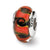 Red/Black Hand-blown Glass Charm Bead in Sterling Silver