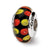 Red/Black Hand-blown Glass Charm Bead in Sterling Silver