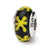 Yellow/Black Hand-blown Glass Charm Bead in Sterling Silver