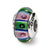 Green/Pink Hand-blown Glass Charm Bead in Sterling Silver