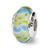 Green/Blue Hand-blown Glass Charm Bead in Sterling Silver