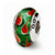 Green/Red Hand-blown Glass Charm Bead in Sterling Silver