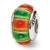 Sterling Silver Green/Orange Hand-blown Glass Bead Charm hide-image
