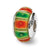 Green/Orange Hand-blown Glass Charm Bead in Sterling Silver
