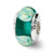 Blueish Green Floral Hand-blown Glass Charm Bead in Sterling Silver