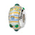 Blue/ Green/Yellow Stripes Hand-blown Glass Charm Bead in Sterling Silver