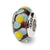 Brown/Blue/Yellow Hand-blown Glass Charm Bead in Sterling Silver