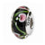 Black/Red Hand-blown Glass Charm Bead in Sterling Silver