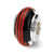 Black/Red Hand-blown Glass Charm Bead in Sterling Silver