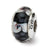 Black/White Hand-blown Glass Charm Bead in Sterling Silver
