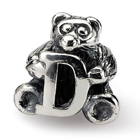 Sterling Silver Kids Letter D Bead Charm hide-image