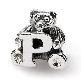 Sterling Silver Kids Letter P Bead Charm hide-image
