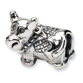 Sterling Silver Kids Cow Bead Charm hide-image