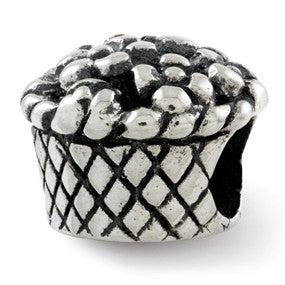 Sterling Silver Kids Flower Basket Bead Charm hide-image