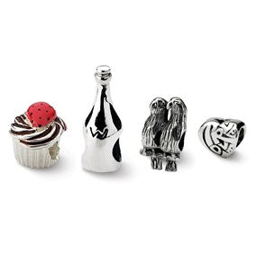 Sterling Silver Celebration & Anniversary Boxed Bead Set Charm hide-image