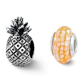 Sterling Silver Lucky Pineapple Boxed Bead Set Charm hide-image