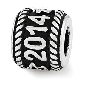 Sterling Silver Rope Edge w/Grad Cap Personalized Bead Charm hide-image