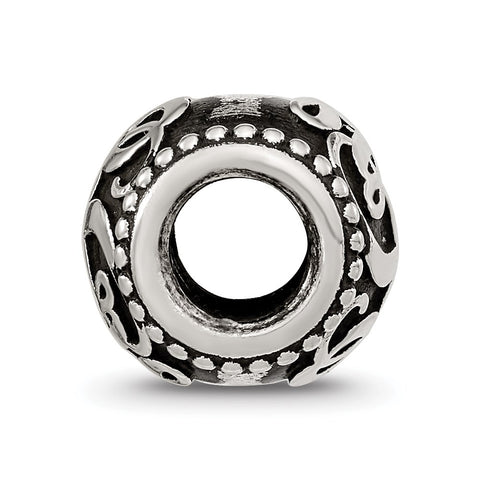 Antiqued Personalized Monogram Charm Bead in Sterling Silver