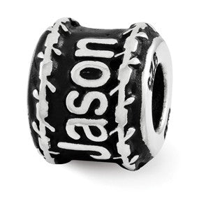 Sterling Silver Barb Wire Edge Personalized Name Bead Charm hide-image
