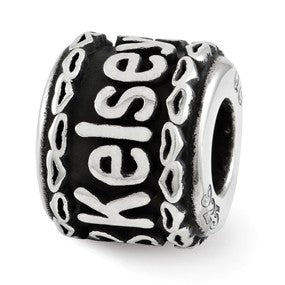 Sterling Silver Heart Edge Personalized Name Bead Charm hide-image