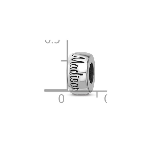 High Polished Personalized Charm Bead in Sterling Silver