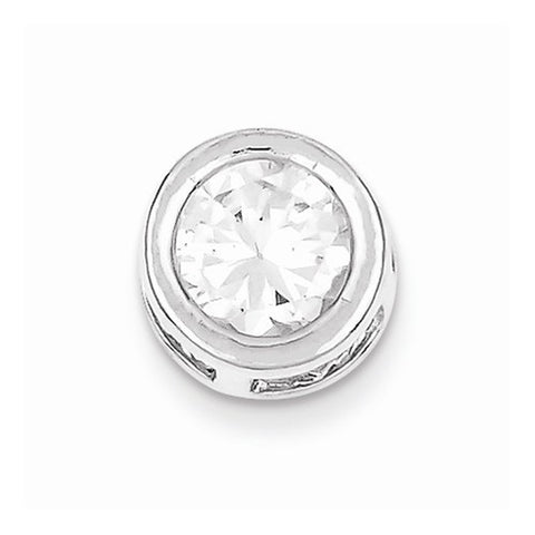 Sterling Silver Round CZ Chain Slide Pendant, Classy Pendants for Necklace