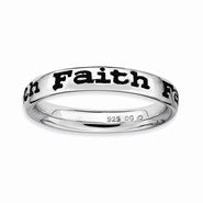 Sterling Silver Polished Enameled Faith Ring