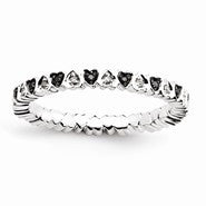 Sterling Silver Hearts Black & White Diamond Ring