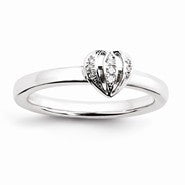 Sterling Silver Diamond Heart Ring