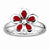 Sterling Silver Polished Red Enameled Flower Ring