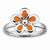 Sterling Silver Polished Orange Enameled Flower Ring