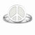 Sterling Silver Polished White Enameled Peace Sign Ring