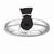 Sterling Silver Polished Black Enameled Cat Ring