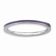 Sterling Silver Purple Enameled 1.5mm Ring